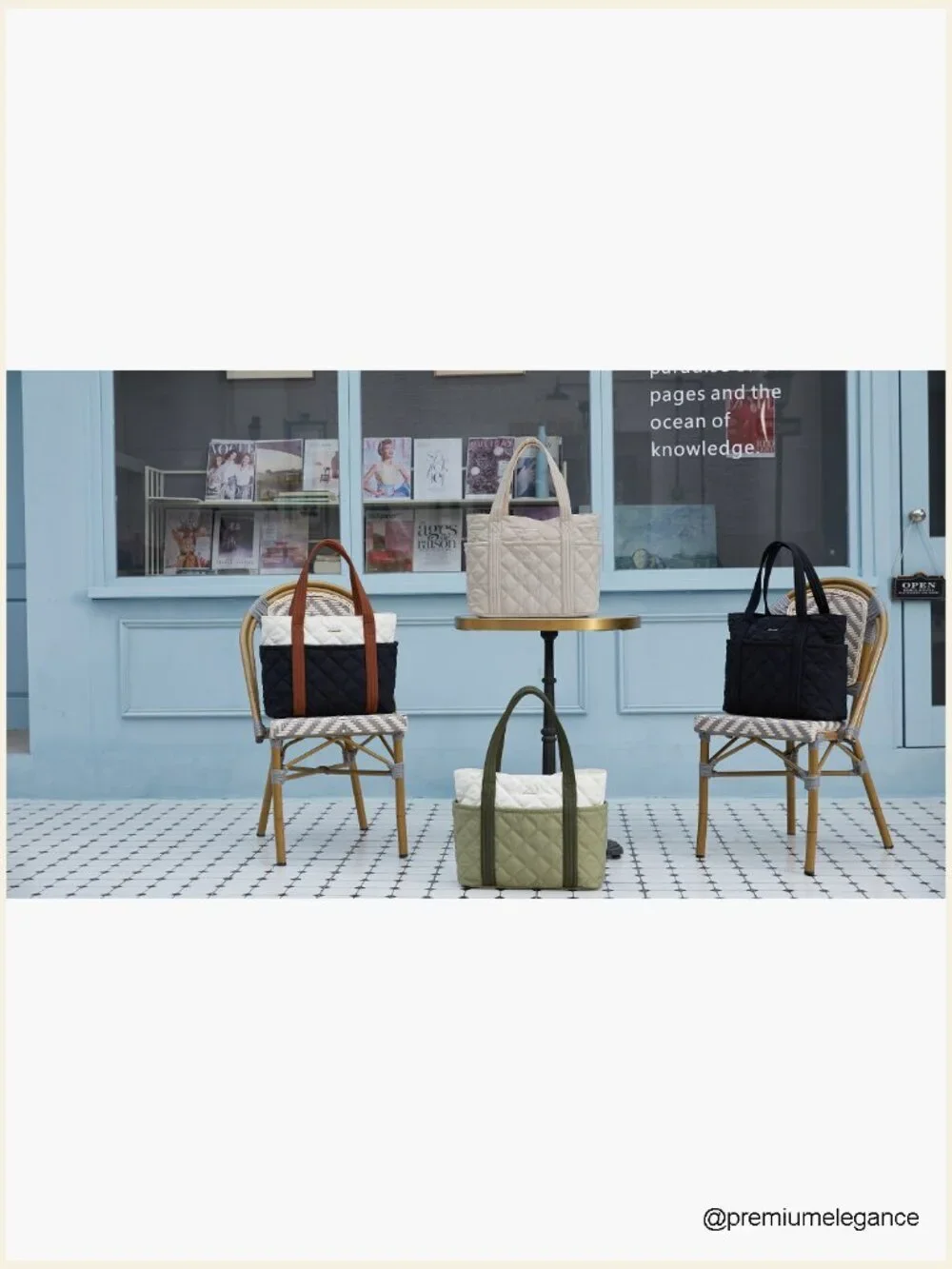 Puffer Tote Bag with Cup Holder, Work Handbag, Travel Carry On, 27L Capacity,